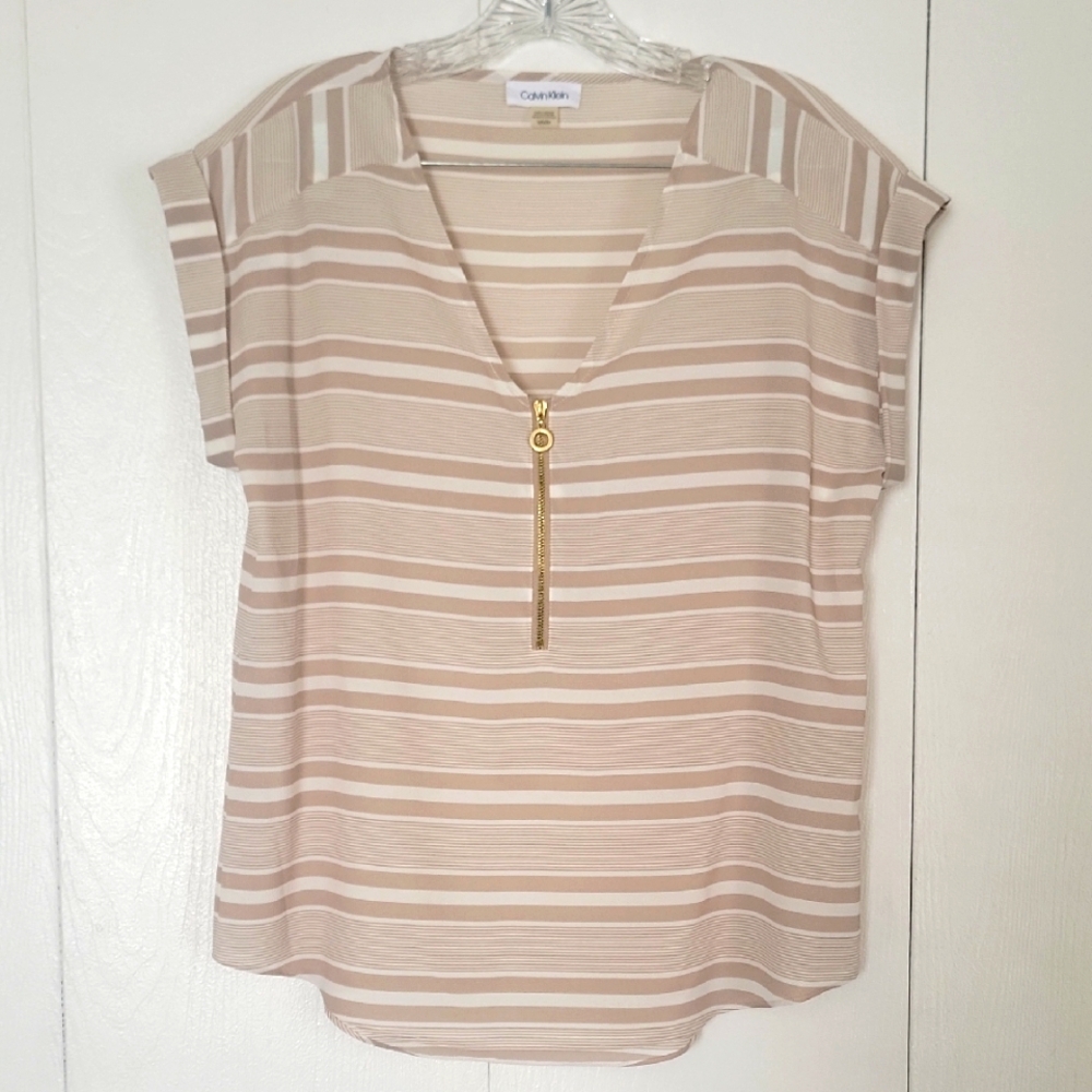 Calvin Klein Women's Tan Striped Top